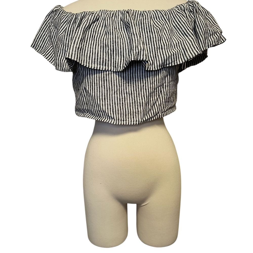 A New Day Striped Off-Shoulder Ruffle Top - Picture 2 of 3